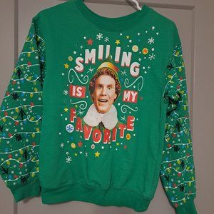 Will Ferrell Smiling Is My Favorite "The Elf" Christmas Sweater Size